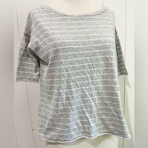Frank & Eileen Tee Lab  top Horizontal Striped Short Sleeves size XS  Gray White